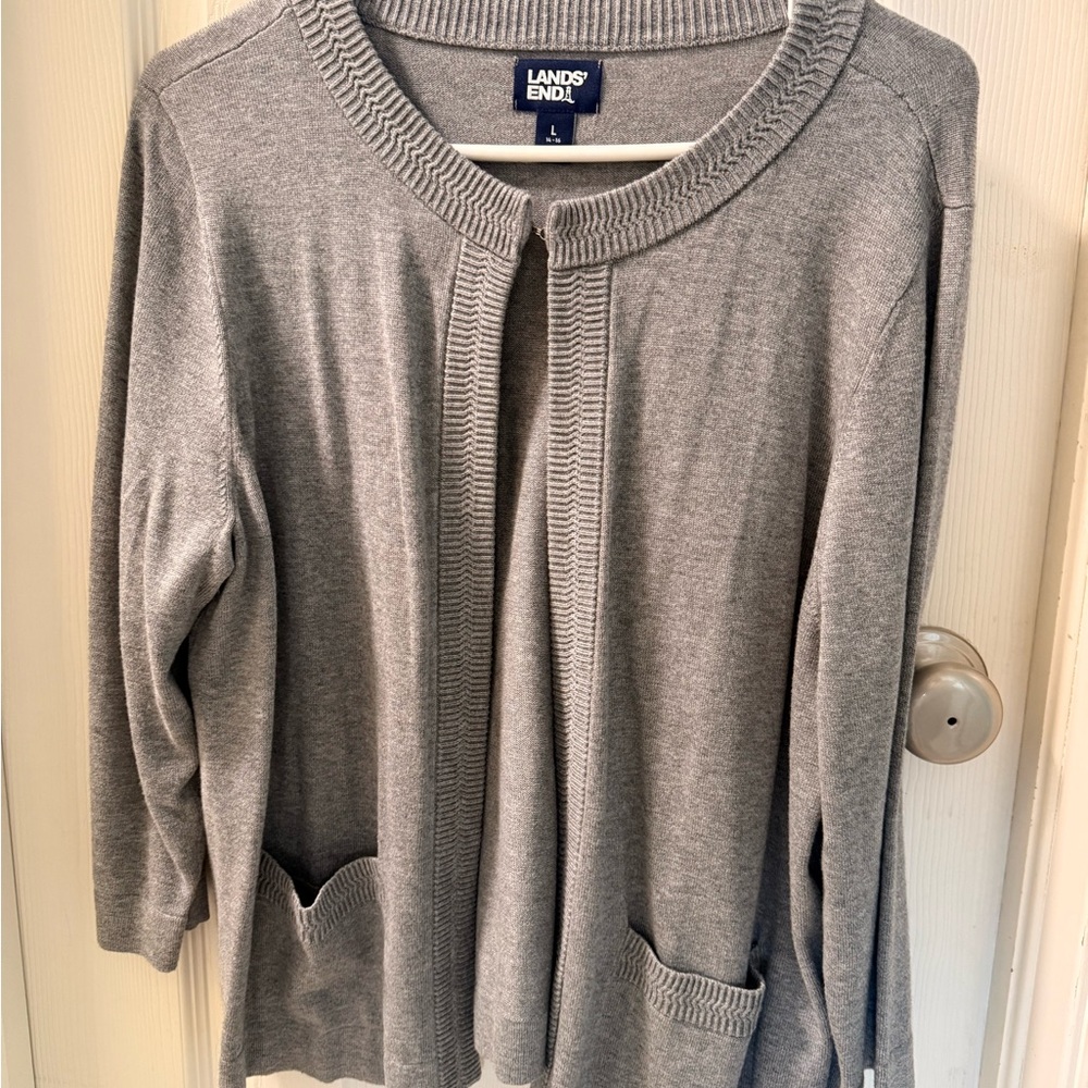 Talbots Women's 3/4 sleeve Gray Cardigan Sweater